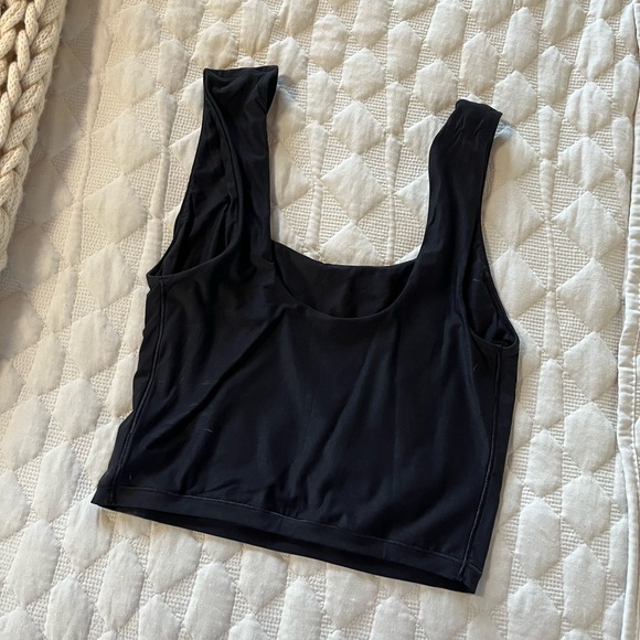 Aerie Smoothez | Black Crop Top Tank Top Medium - Picture 3 of 3
